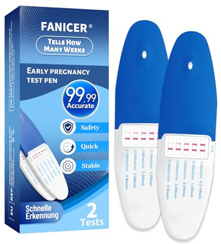 2 pièces test de grossesse, Pregnancy Test avec Indicateur de Semaines, Test de Grossesse Fiable et Rapide, Ultra-sensible, Détection rapide en 3 minutes, Rapides et Haute Précision