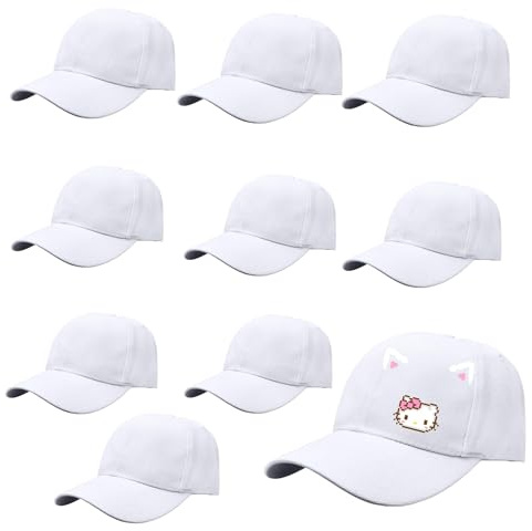 Will Like Este Juego de 10 Gorras de béisbol Blancas y Gorras con Grafiti niños, Adultos, Deportes al Aire Libre, familias y Actividades interactivas.