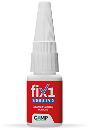 CAMP Fix 1 - Adhesivo Instantáneo de cianoacrilato para caucho, plástico, cuero, piel, cerámica, metales y madera - Trasparente e incoloro, 10 g