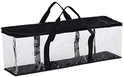 OSISTER7 Bolsa de almacenamiento para CD, libros a prueba de polvo, gran capacidad, cierre de cremallera de PVC transparente, asas de transporte, portátil, duradero, organizador visible, práctico