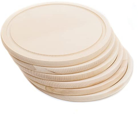 HolzFee Frühstücksbrettchen rund 25 cm Holz | 6 Stück Schneidbrettchen Set aus Buche