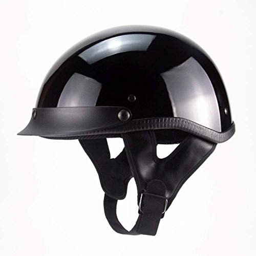 EBAYIN Motorradhelm Halbschalenhelm Vintage Halbschalenhelm Cruiser Chopper Scooter Retro Jethelm Mopedhelm Erwachsene Herren Damen DOT ECE-geprüft,BrightBlack-XL=（61~62cm）