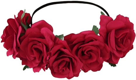 WLLHYF Couronne de roses rouges pour cheveux pour Saint-Valentin, Halloween, festival, cosplay, fête de mariage