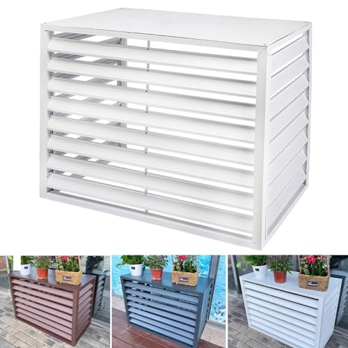 Funda Aire Acondicionado Exterior de Aluminio con Cubierta Superior, Protector Aire Acondicionado Exterior, Contraventanas para Estantes de Flores, para Protección Exterior para Ocultar el Aire Acondi
