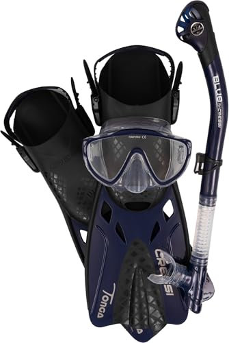 Cressi Tino Adventure Set Snorkeling Sets, Klar/Navy, L/XL