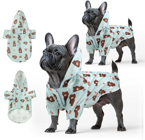 Fiohiros Lot de 2 Manteaux de Pluie imperméables et légers pour Chien avec Trou pour Harnais, Manteau de Pluie avec Capuche pour Chiens de Petite et Moyenne Taille (Vert, M)