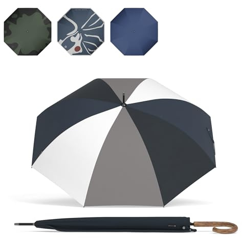Sapor Design Regenschirm Stockschirm sturmfest Auf-Automatik windsicher | XXL groß & stabil für 2 Personen Damen & Herren | Golfschirm Reise – 113 cm Ø elegant | SAPOR DISTINCT