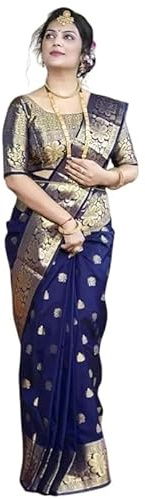 KULIA® Saree Banarasi con blusa non cucita Saree etnico Kanjivaram da donna