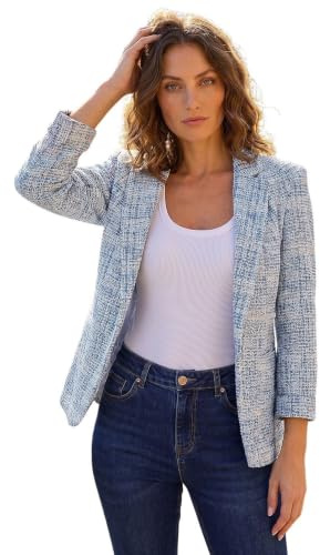 Roman Boucle Blazer for Women UK Ladies Frayed Edge Tailored Longline Rever Collar Jacket Lapel Stretch Smart Office Work Party Night Going Out Lined Classic
