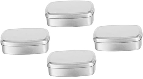LOLIPPYY 4 Pièces Pot Carré Aluminium Pour Cosmétiques Et Crèmes Boîte De Rangement Carrée Pot De Crème Réutilisable Aluminium