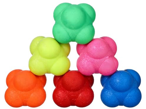 GREATRICH Set de 6 Pelotas Hexagonales de Reacción de Silicona, para Entrenar la Agilidad, la Coordinación y los Reflejos - Pelota de Boxeo, Fitness y Deporte para Ejercicio en Casa y Exterior