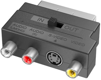 Ebksqs Adaptador SCART a 3 RCA con interruptor S-Video y entrada y salida - AV Audio Video Converter para una óptima transmisión de señal