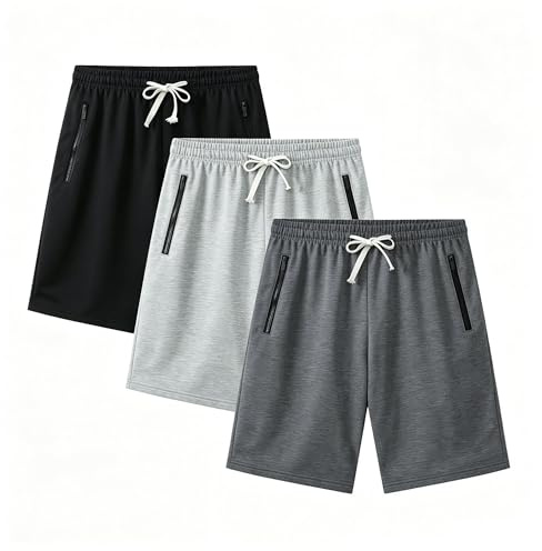 Lot de 3 Short Homme Sport Bermudas Short de Course avec Poche Sweatpants Pantalon Court Respirant Homme Shorts de Fitness Jogging Décontracté Grandes Taille Shorts