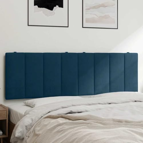 sephironlbb Cuscino per testiera Hanko blu in velluto, 160 cm, cuscino imbottito da parete con imbottitura in schiuma, comodo schienale per camera da letto, montaggio a parete e uso versatile per