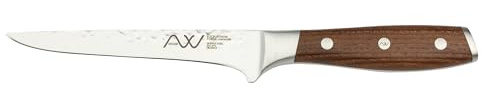 Rockingham Forge Ashwood Benkniv med 15 cm Blad, Hamrad Yta, Tyskt Rostfritt Stål, Slitstarkt Trähandtag Med Fulltang och 3 Nitar, Benkniv