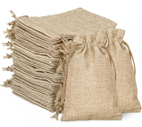 G2PLUS Jutesäckchen 20 Stück Jutebeutel 13 x 18 cm Leinensäckchen Sackleinen Geschenkbeutel mit Kordelzug für Lavendelblüten, Schmuck, Geschenke