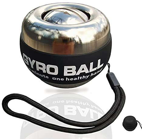EXBEPE All-Metal Power Gyro Ball,Weighted Auto-Start Hand Wrist Forearm Trainer and Strengthener for Exercise Joint and Muscle with Ball Bag