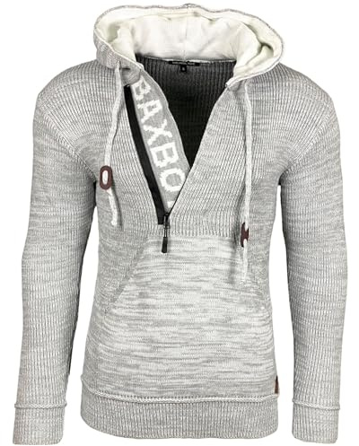 Subliminal Mode Jersey para hombre de punto con capucha, malla grande, cierre de cremallera BX277, gris, M