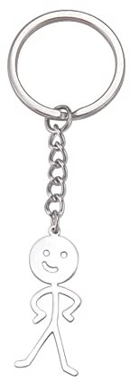 Dreamtimes drôle Smiley Figurine de visage langue des signes porte-clés doigt Stickman mignon tendance sac clé de voiture pendentif Couple cadeau porte-clés (Argent-2)