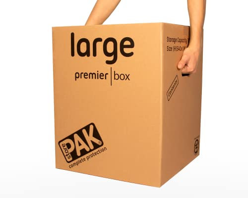 StorePAK Hochwertige, robuste Umzugskartons mit Griffen, extra starke, doppelwandige Kartons, 107 l, 100% recycelbar, H 54 x B 44,6 x T 44,6 cm, 7 Stück