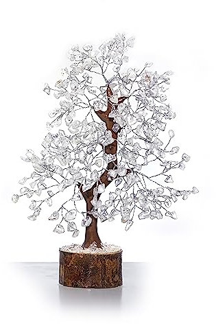 P&R:UK Clear Quartz Crystal Tree - Approx 10 Inches - Healing & Feng Shui - Art Deco Style - 1 Count