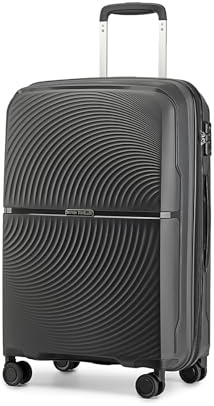 British Traveller Maletas de Viaje Cabina 55CM Polipropileno Maleta de Cabina Rígida Ligera con Cerradura TSA (Negro)