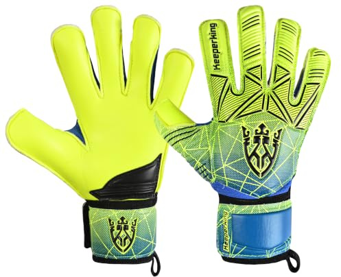Keeperking Guantes de portero de fútbol para adultos, niños y adolescentes, con y sin protección de dedos, protección de dedos desmontable, 4 mm, unisex, varias tallas y colores