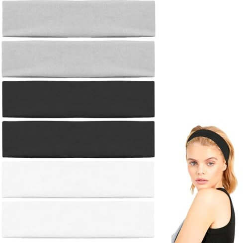 MUNSKT 6 Stück Sport-Stirnbänder,Stirnband Damen Dünn Fitness rutschfeste Schweißbänder Elastische Schweißabsorbierende Headband Sport Stirnbänder,elastische Stirnbänder für Damen und Herren