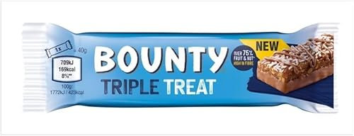 Bounty Triple Treat Fruit & Nut Chocolate Bar,Healthy Snacks 40g Delicious Tasty And Twisty Treat Gift Hamper, For Christmas,Birthday,Easter Gift (18)