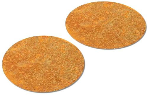 Trittplatte, Wegplatte Garten Rund Ø 40 cm Cortenstahl Gehwegplatte für Rasen flach (2 Stück)