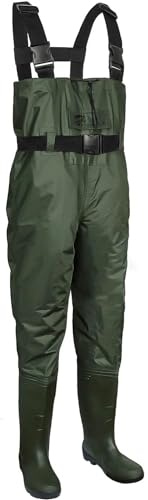 Croch Fishing Chest Waders with Boots Waterproof and Breathable Waders for Men and Women, Sizes EU 38-47/UK 5-14 (Green, UK 10 / EU43)