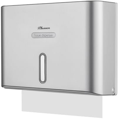 PLUSSEN Distributeur de Serviettes en Papier Mural pour Serviettes en Papier, Distributeur Commercial de Salle de Bain et de Cuisine, Pliage en Z/multipliage, capacité de 200 Feuilles, Gris 6007