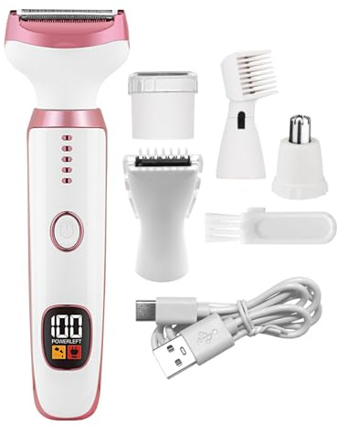 Recortador de bikini, afeitadora eléctrica para mujer, afeitadora de bikini con pantalla digital, afeitadora portátil recargable para uso húmedo y para bikini, axilas, piernas, brazos, cuerpo