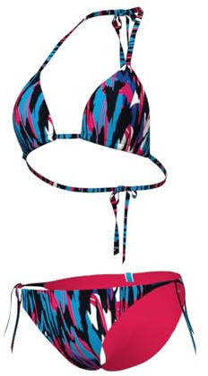 ARENA Water Prints Bikini Mujer, Traje de Baño en Tejido Elástico Reciclado de Secado Rápido, Bikini para Playa y Piscina con Copas Extraíbles, Top y Braguitas con Lazos