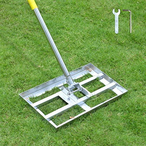 Plutohiker Lawn Leveling Rake, 6FT, 16 X 10IN Heavy Duty Effort Saving Levelawn Tool, Stainless Steel Handle Lawn Leveler for Courtyard Garden Golf Course, Ease Level Lawn Surfaces