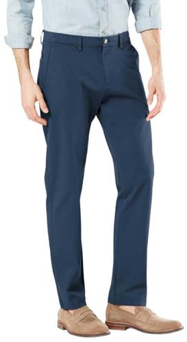 Dockers Pantalones para Hombre Hechos a Mano, Color Caqui Slim Taper, Azul océano., 36W / 36L