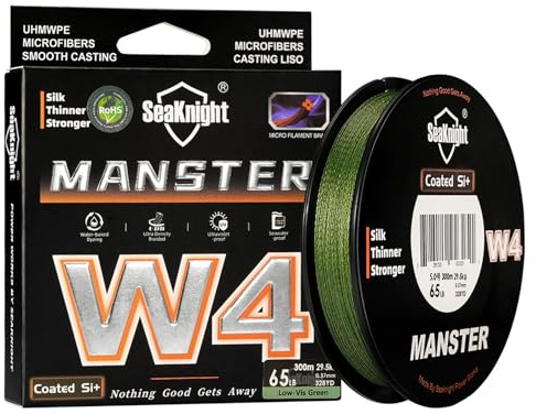 Seaknight W4 4 strängar flätade linjer 300 m/500 m superjämn PE multifilament linje karp fiskelina dubbel beläggning UV-beständig saltvatten fiskelina för saltvatten havsfiske 15 lbs