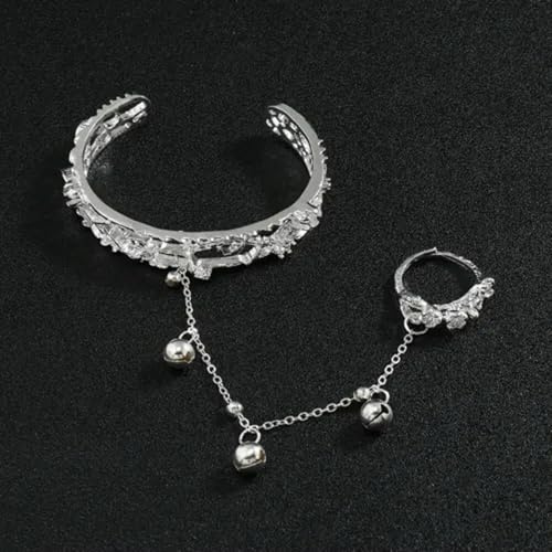 Bracelet pour Femme en Argent plaqué 925, chaîne Papillon, Cloche, Perles de Plage, Ensemble de bagues et Cloches