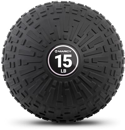 Marcy 15 lb Slam Ball Dead Weight, Sand-Filled Medicine Ball with Durable PVC Shell & Textured Grip – Non-Bounce Workout Ball for Slams, Tosses, Core & Full Body Training MCSB-015