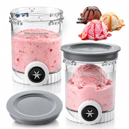 Qingning 2 st 480 ml isbehållare med lock för Ninja Creami Swirl NC700 & NC701 – BPA-fria reservbehållare kompatibla med Ninja Creami-glassmaskiner