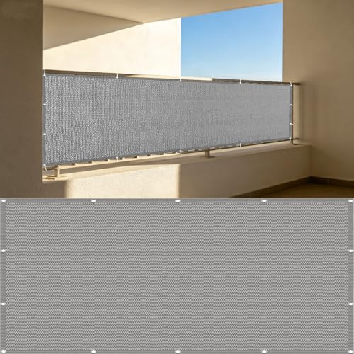 Frangivisto Balcone Protezione 95 x 270 cm Privacy Frangivento Protezione UV con Occhielli e Fascetta Paravento per Balcone per Terrazza Esterno, Grigio