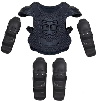 JunZheHub Infantil Motocicleta para Niños con Chaleco Rígido Rodilleras Coderas Transpirable Resistente Adecuado para Ciclismo, m