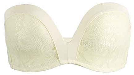 sourcing map Frauen Anti-Rutsch Hochdrücken Hochzeit Bügel Braut Balconette Trägerlos BH Cream 80B