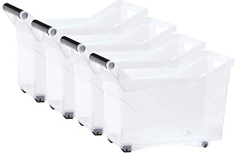 Kreher Rollbox, Aufbewahrungsbox, Sortierbox in Transparent, mit Griff in verschiedenen Größen (S, 4)