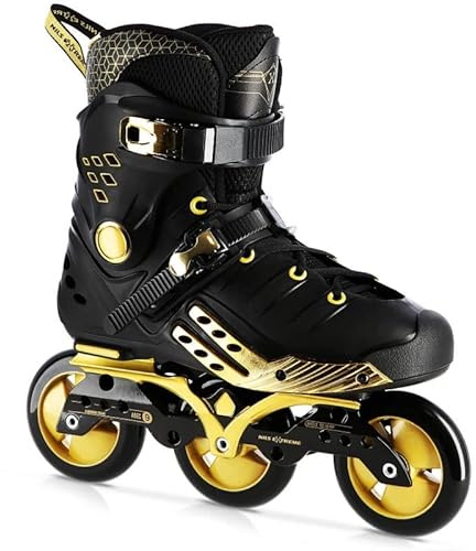 Nils Extreme Inliner für Herren und Damen - Inline Skates - ABEC9 Kugellager - Inliner Erwachsene - 85A Rollen - Rollerskates 37 - Schwarz und Gold - NA20006