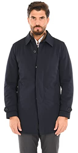 Ciabalù Trench Uomo Invernale Impermeabile Soprabito Elegante Imbottito Cappotto Lungo Sartoriale (52, Blu)