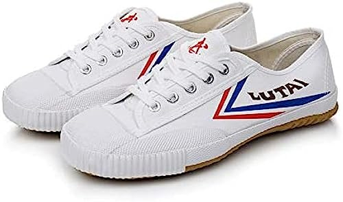 HUSANGGE Scarpe Tai Chi Scarpe Wu Shu Kung Fu, Scarpe per Arti Marziali Monaco Shaolin, Scarpe da Ginnastica Qigong Moda Antiscivolo in Tela,Bianco,38 UE,Pleasant63