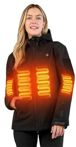Heated Jacket for Women, ANTARCTICA GEAR Winter Coat with 12V 16000mAh Battery Pack, Soft Shell Heating Hood Jacket