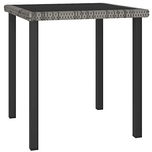 BaraSh Mesa de Comedor para jardín ratán sintético Gris 70x70x73 cm Mesa terraza Exterior Mesa de Comedor jardín Mesa Jardin Exterior Garden Table mesas terraza