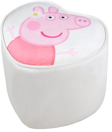 roba Pouf Coeur en Velours pour Chambre Enfant Peppa Pig - Tabouret Solide et Doux - Assise Stable dès 18 Mois - Facile à Nettoyer - Beige/Motif Truie Souriante